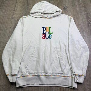Palace Nuff Nuff Hood Mens White Embroidered Logo Streetwear Pullover Hoodie L